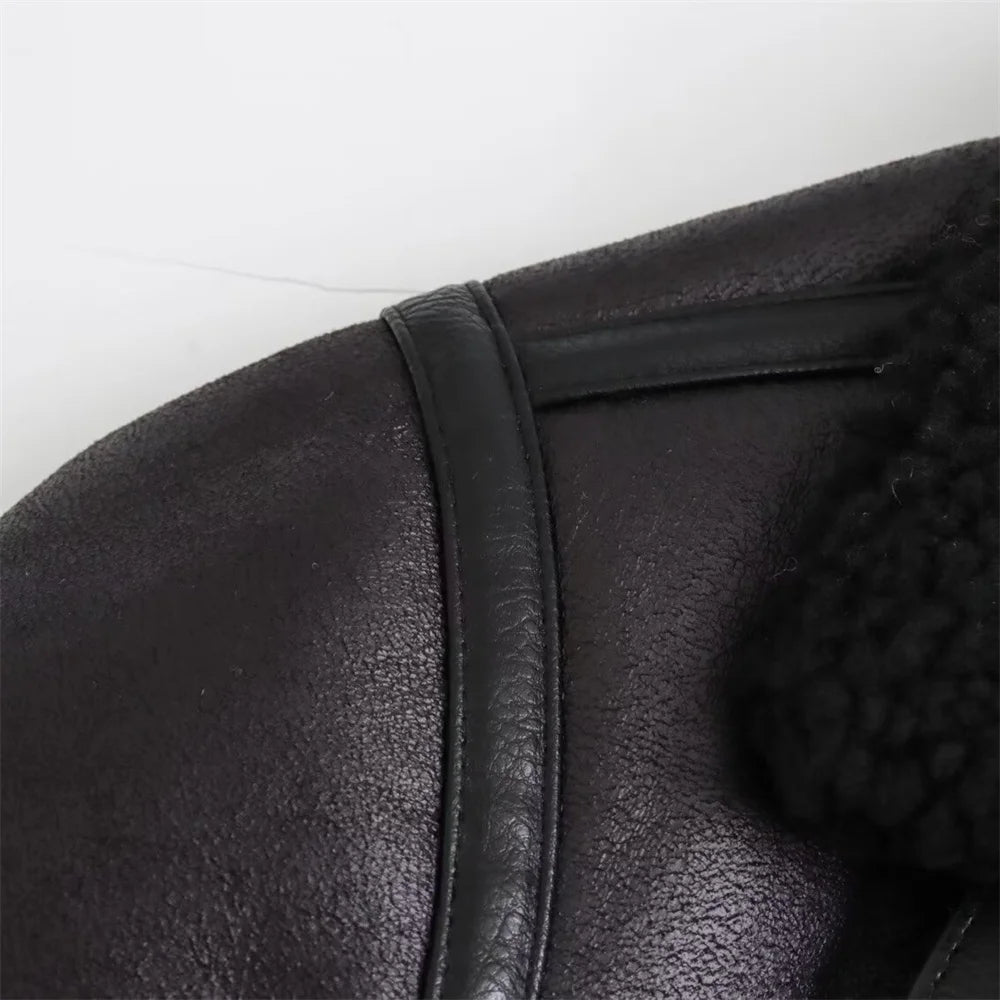 Autumn New Women'S European and American Style Loose Fashion with Belt Double Sided Collar Jacket Coat